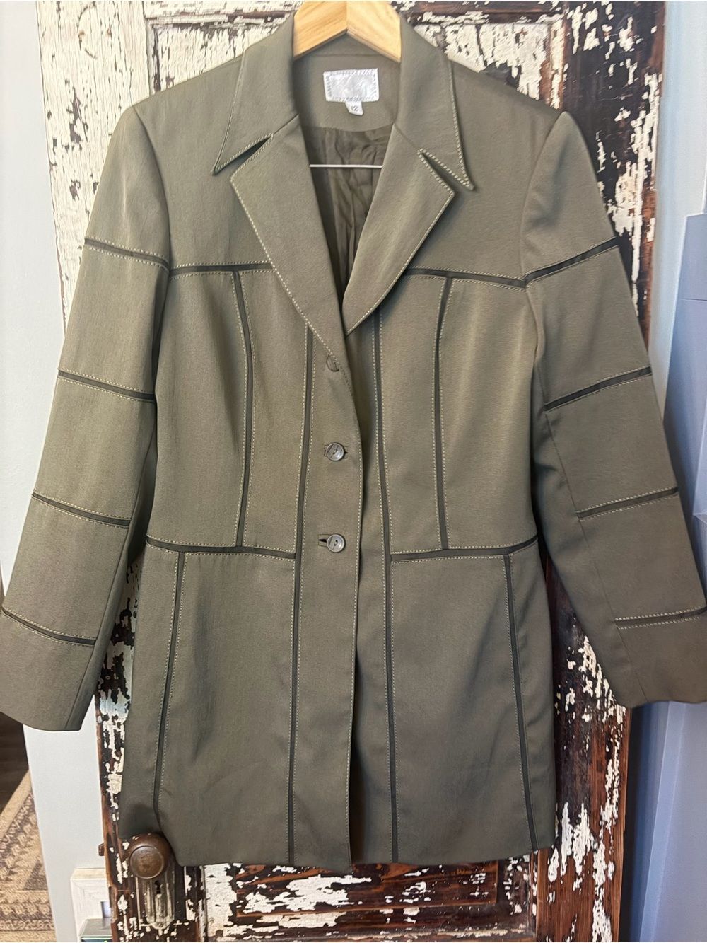 Alberto Malaki Olive Green Women's Tailored trench Coat - Classic Button size 12